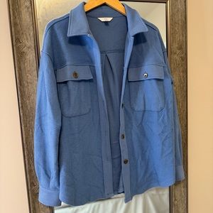 Blue fleece shacket